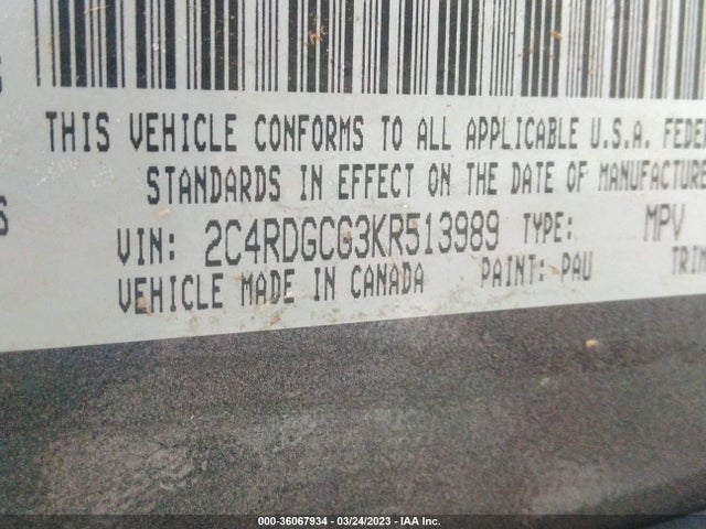 Dodge Grand Caravan Sxt 2019 2C4RDGCG3KR513989 Image 9