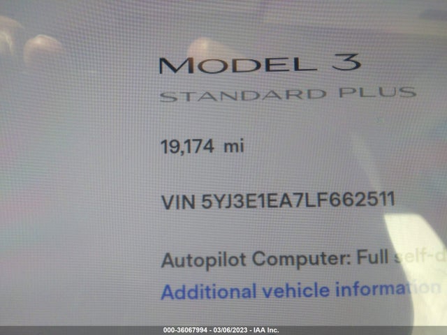 Tesla Model 3 Standard Range 2020 5YJ3E1EA7LF662511 Image 8