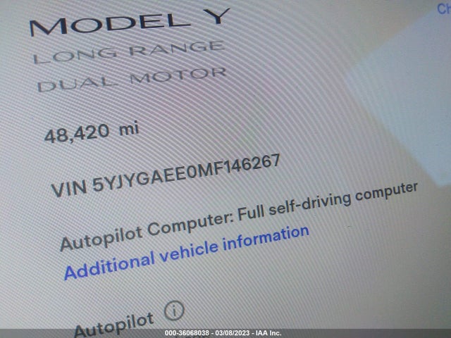 Tesla Model Y Long Range 2021 5YJYGAEE0MF146267 Image 10