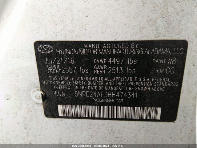 Hyundai SONATA SE 2017 5NPE24AF3HH474341 Image 9