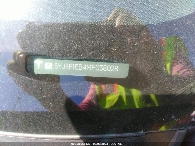 2021 TESLA MODEL 3 LONG RANGE VIN: 5YJ3E1EB4MF038028