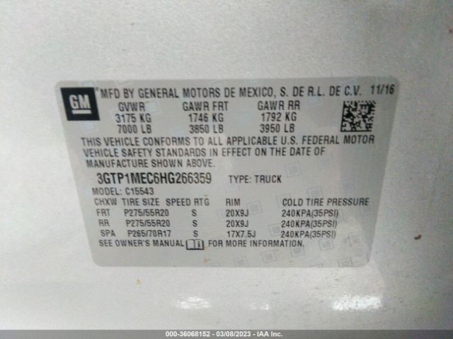 3GTP1MEC6HG266359 GMC Sierra 1500 Sle
