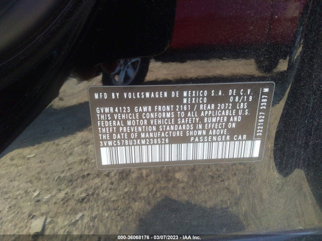 3VWC57BU3KM238526 Volkswagen Jetta S/se/r-line