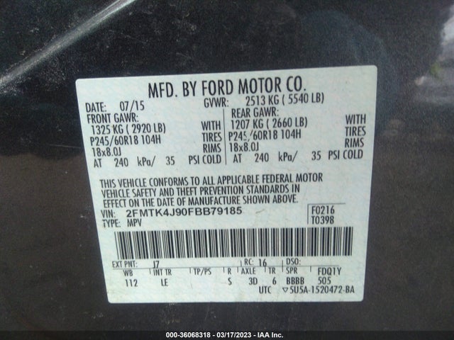 Ford EDGE SEL 2015 2FMTK4J90FBB79185 Image 11