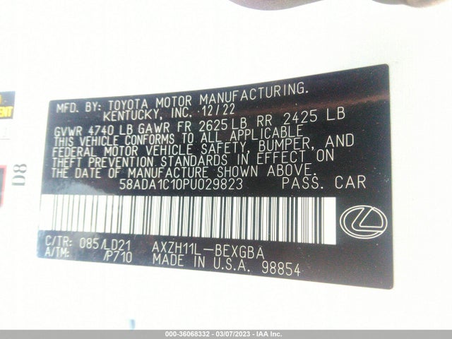 2023 Lexus ES, VIN: 58ADA1C10PU029823
