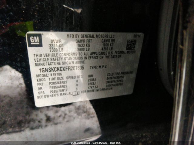 1GNSKCKCXFR207695 Chevrolet Tahoe Ltz