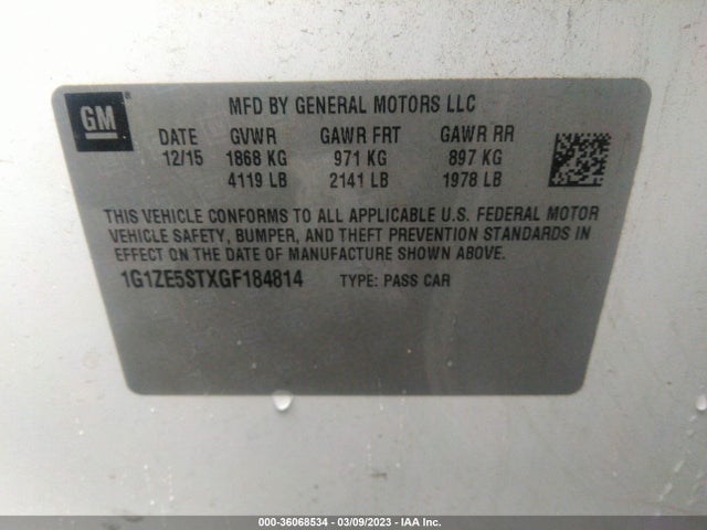 Chevrolet MALIBU LT 2016 1G1ZE5STXGF184814 Image 10