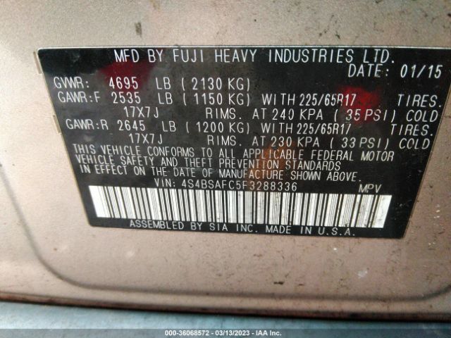 4S4BSAFC5F3288336 Subaru Outback 2.5i Premium