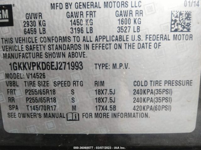 1GKKVPKD6EJ271993 GMC ACADIA SLE