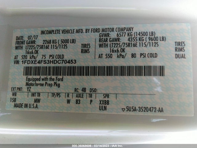 2018 Ford E-Series, VIN: 1FDXE4FS3HDC70453