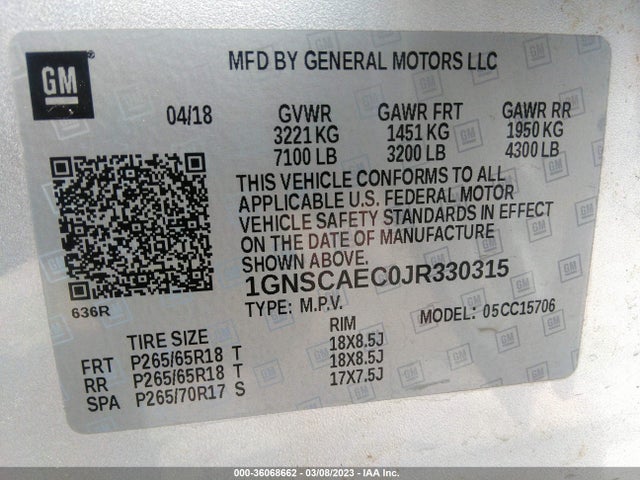Chevrolet Tahoe Ls 2018 1GNSCAEC0JR330315 Image 9