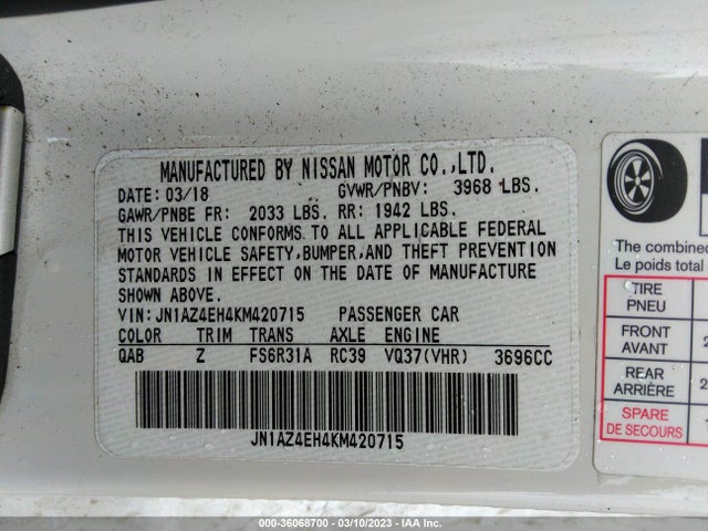 2019 Nissan Z, VIN: JN1AZ4EH4KM420715