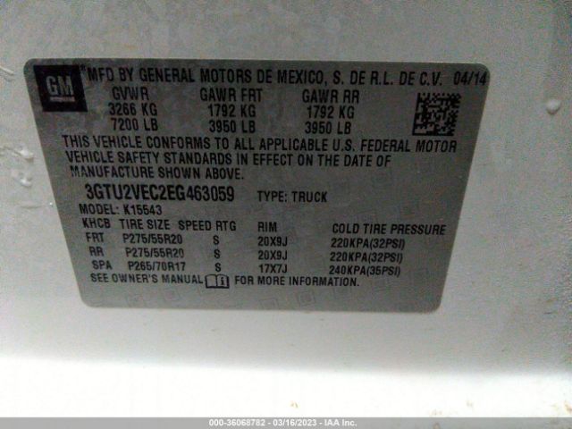3GTU2VEC2EG463059 GMC Sierra 1500 Slt