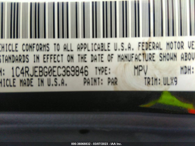 2014 JEEP GRAND CHEROKEE LIMITED VIN: 1C4RJEBG0EC369846