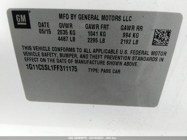 Chevrolet MALIBU LT 2015 1G11C5SL1FF311175 Image 9