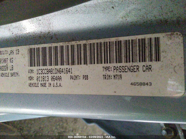 2013 CHRYSLER 200 LX VIN: 1C3CCBAB1DN641641