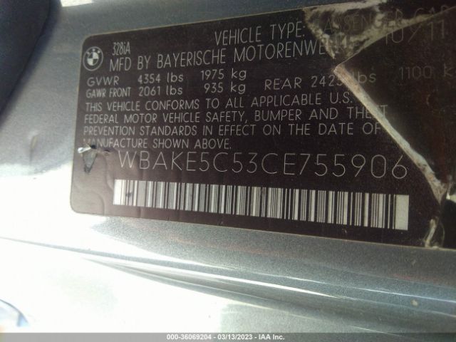 WBAKE5C53CE755906 BMW 3 Series 328i