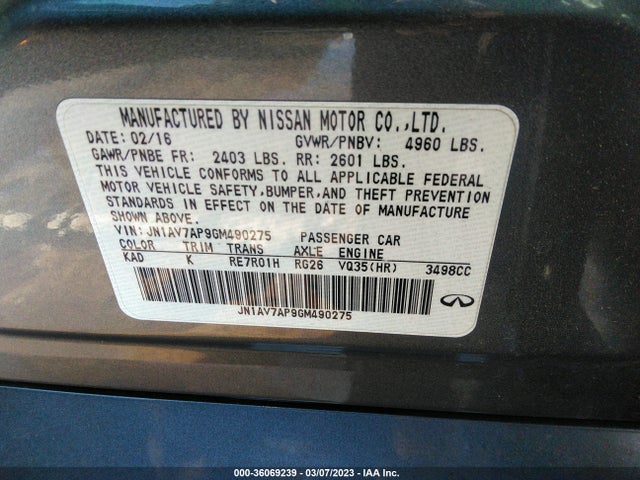 Infiniti Q50 2016 JN1AV7AP9GM490275 Image 10