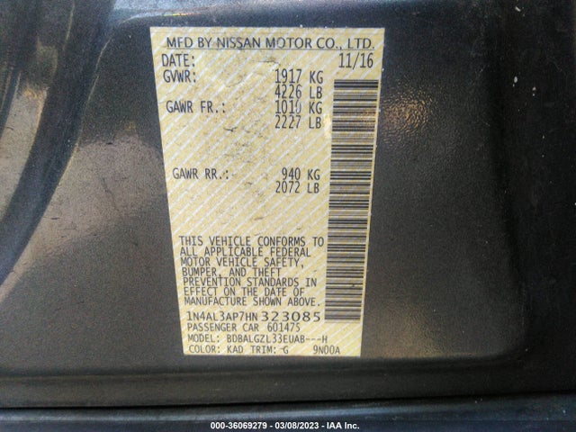 Nissan Altima 2.5 S 2017 1N4AL3AP7HN323085 Image 10
