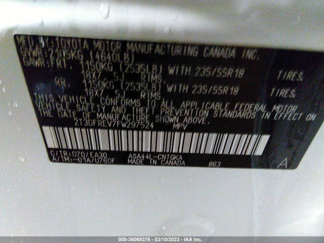 Toyota Rav4 Limited 2015 2T3DFREV7FW297524 Image 11