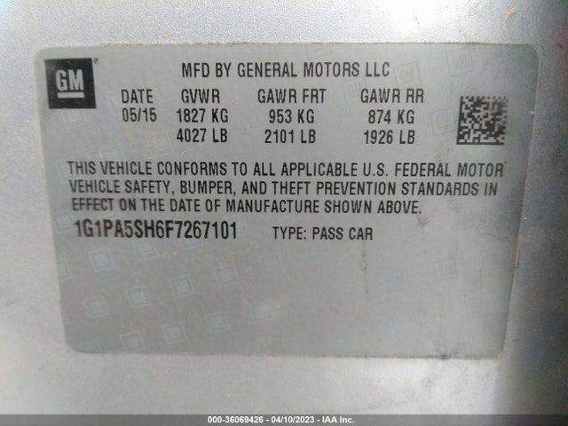 Chevrolet CRUZE LS 2015 1G1PA5SH6F7267101 Image 10