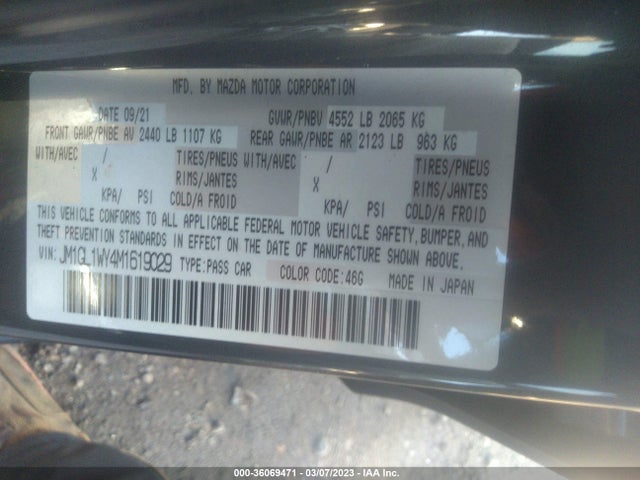 2021 Mazda 6, VIN: JM1GL1WY4M1619029