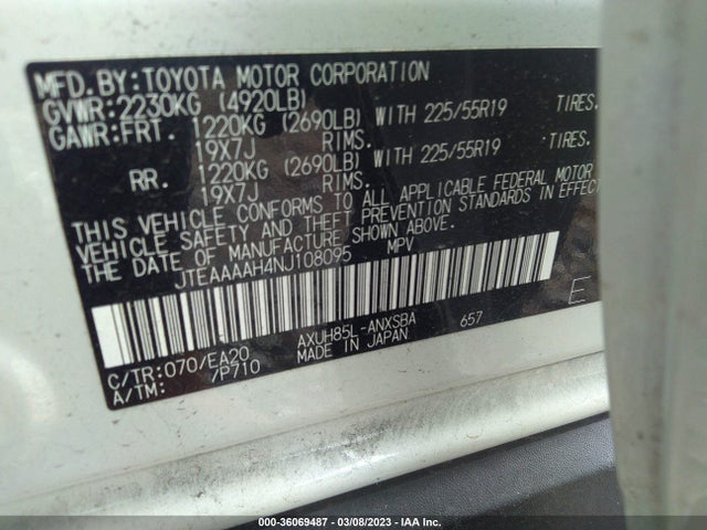 Toyota Venza 2022 JTEAAAAH4NJ108095 Image 11