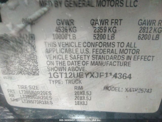 1GT12UEYXJF114364 GMC Sierra 2500hd Denali