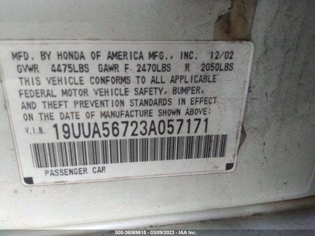 19UUA56723A057171 Acura Tl W/navigation System