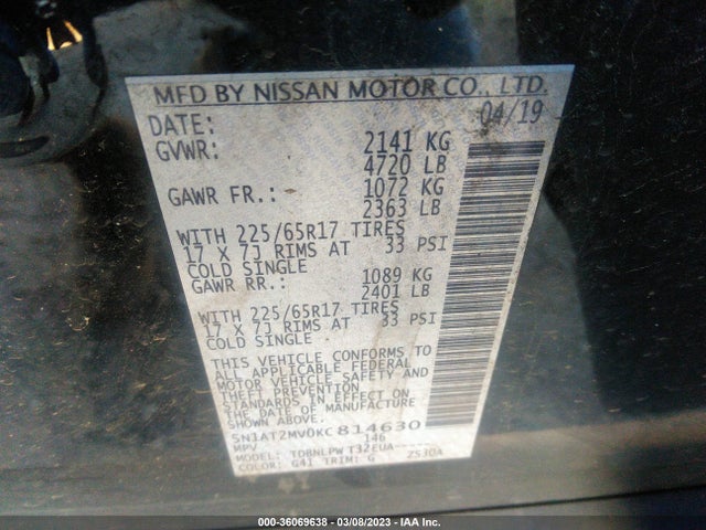 Nissan ROGUE S 2019 5N1AT2MV0KC814630 Image 9