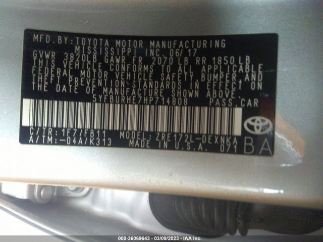 Toyota Corolla L/le/xle/se 2017 5YFBURHE7HP714808 Image 10