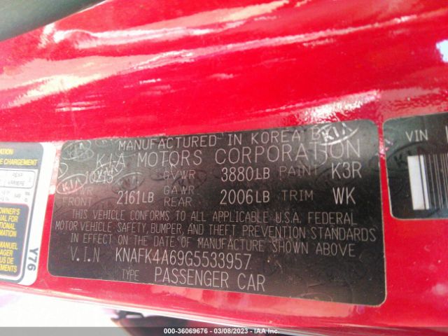 KNAFK4A69G5533957 KIA FORTE LX