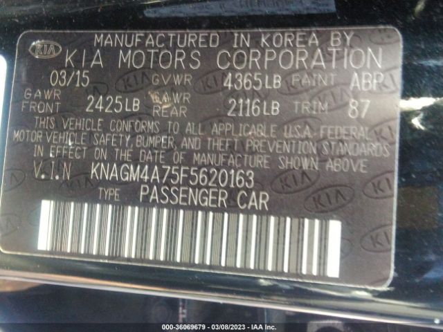 KNAGM4A75F5620163 KIA Optima Lx