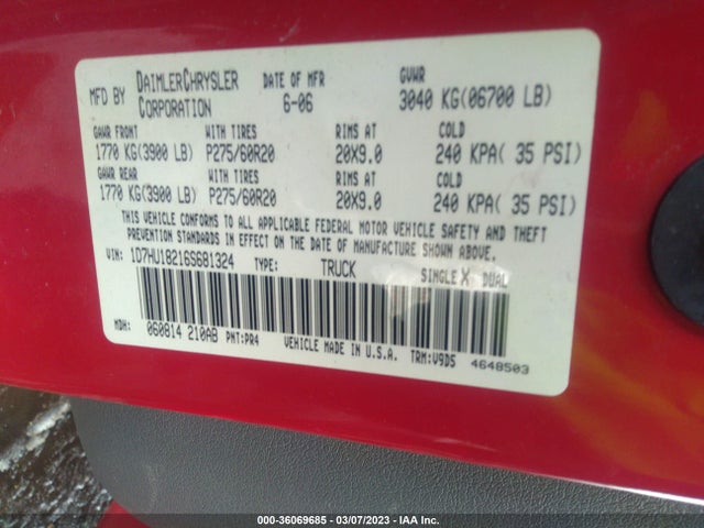 Dodge Ram 1500 St/slt/laramie 2006 1D7HA18N36J917857 Image 10