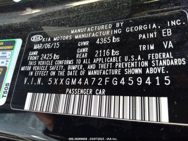 5XXGM4A72FG459415 KIA Optima Lx