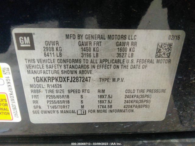 1GKKRPKDXFJ287247 GMC ACADIA SLE