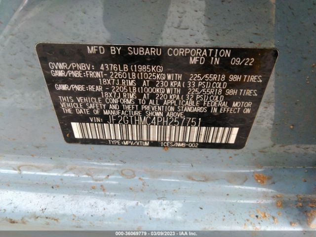 JF2GTHMC4PH257751 Subaru Crosstrek Limited