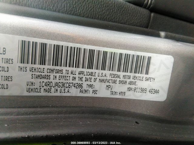 1C4RDJAG3KC674206 Dodge Durango Sxt Plus