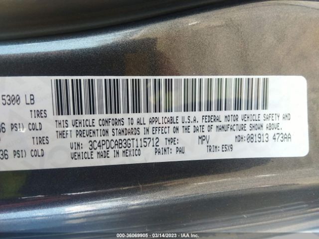 3C4PDCAB3GT115712 Dodge JOURNEY SE