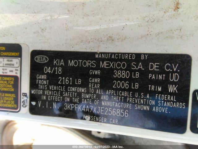3KPFK4A7XJE256856 KIA FORTE LX