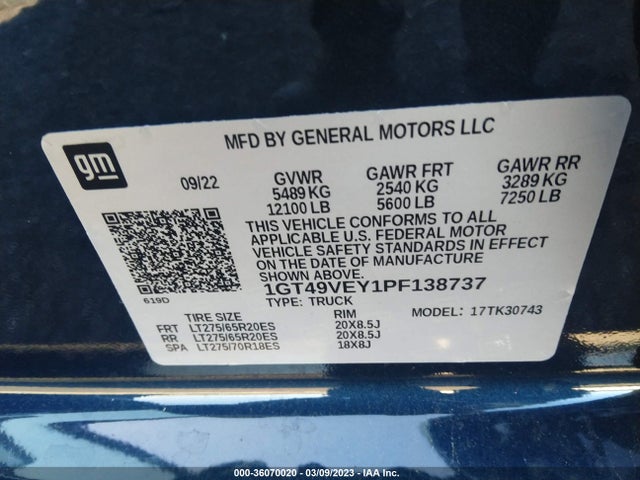 2023 GMC Sierra 3500HD, VIN: 1GT49VEY1PF138737