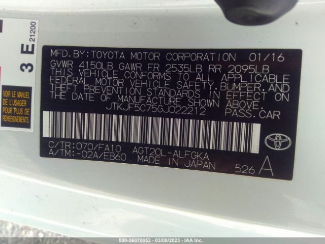 JTKJF5C75GJ022212 Scion TC