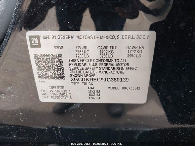 Chevrolet Silverado 1500 Lt 2018 3GCUKREC9JG360139 Image 11