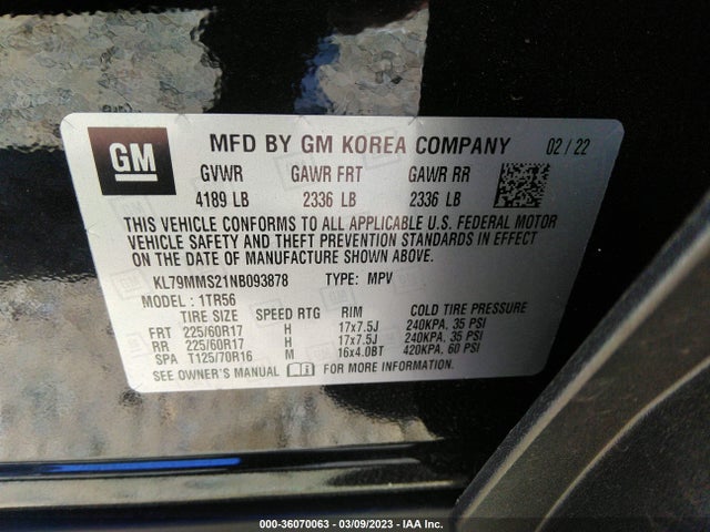 Chevrolet Trailblazer Ls 2022 KL79MMS21NB093878 Image 9
