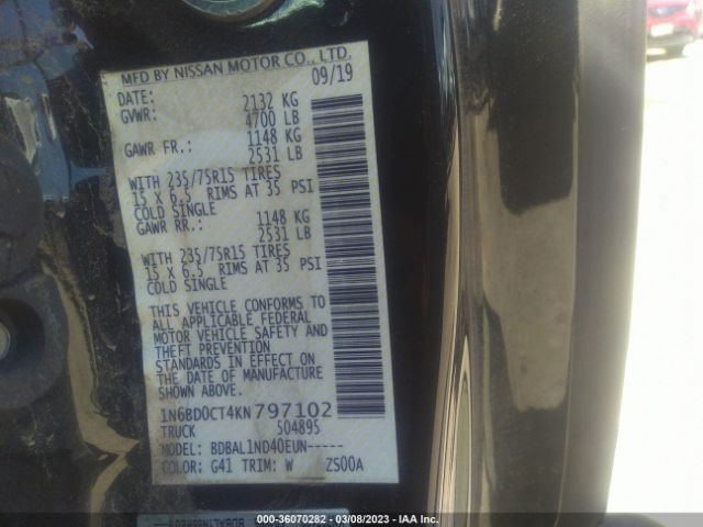 1N6BD0CT4KN797102 Nissan FRONTIER S