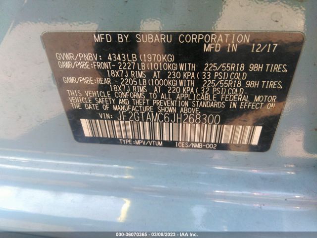 JF2GTAMC6JH268300 Subaru Crosstrek Limited
