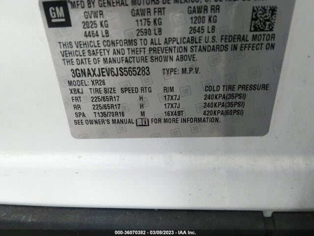 Chevrolet EQUINOX LT 2018 3GNAXJEV6JS565283 Image 10