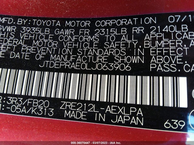 Toyota COROLLA LE 2020 JTDEPRAE0LJ063906 Image 10