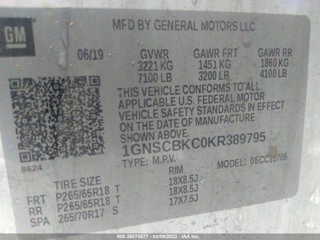 Chevrolet Tahoe Lt 2019 1GNSCBKC0KR389795 Image 10