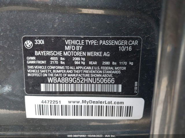 BMW 3 Series 330i 2017 WBA8B9G52HNU50666 Image 9